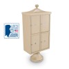 Decorative 4 Parcel Locker unit including Short Pedestal, Cap, and Ornamental Finial