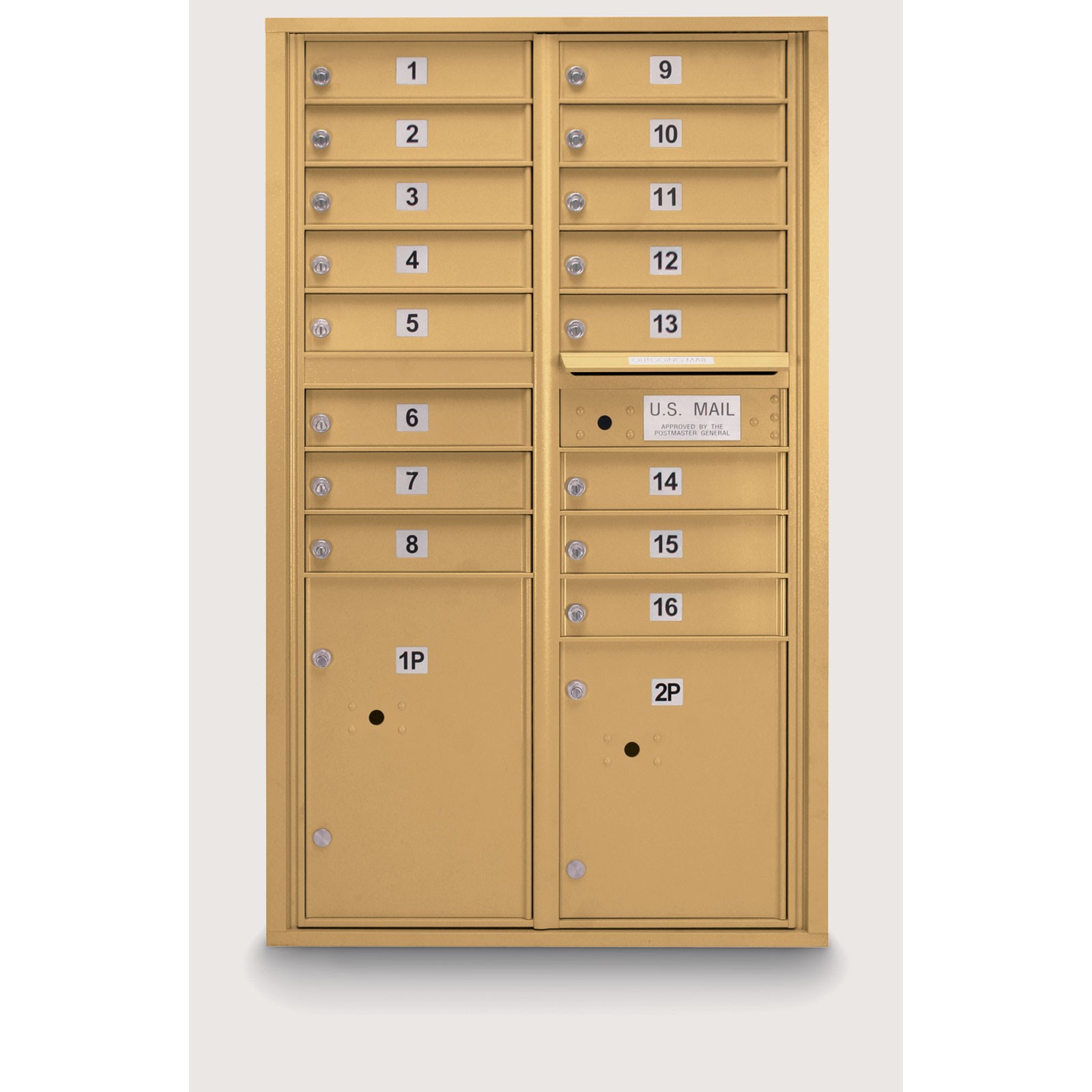 16 Door 4C Horizontal Mailbox 2 Parcel Lockers
