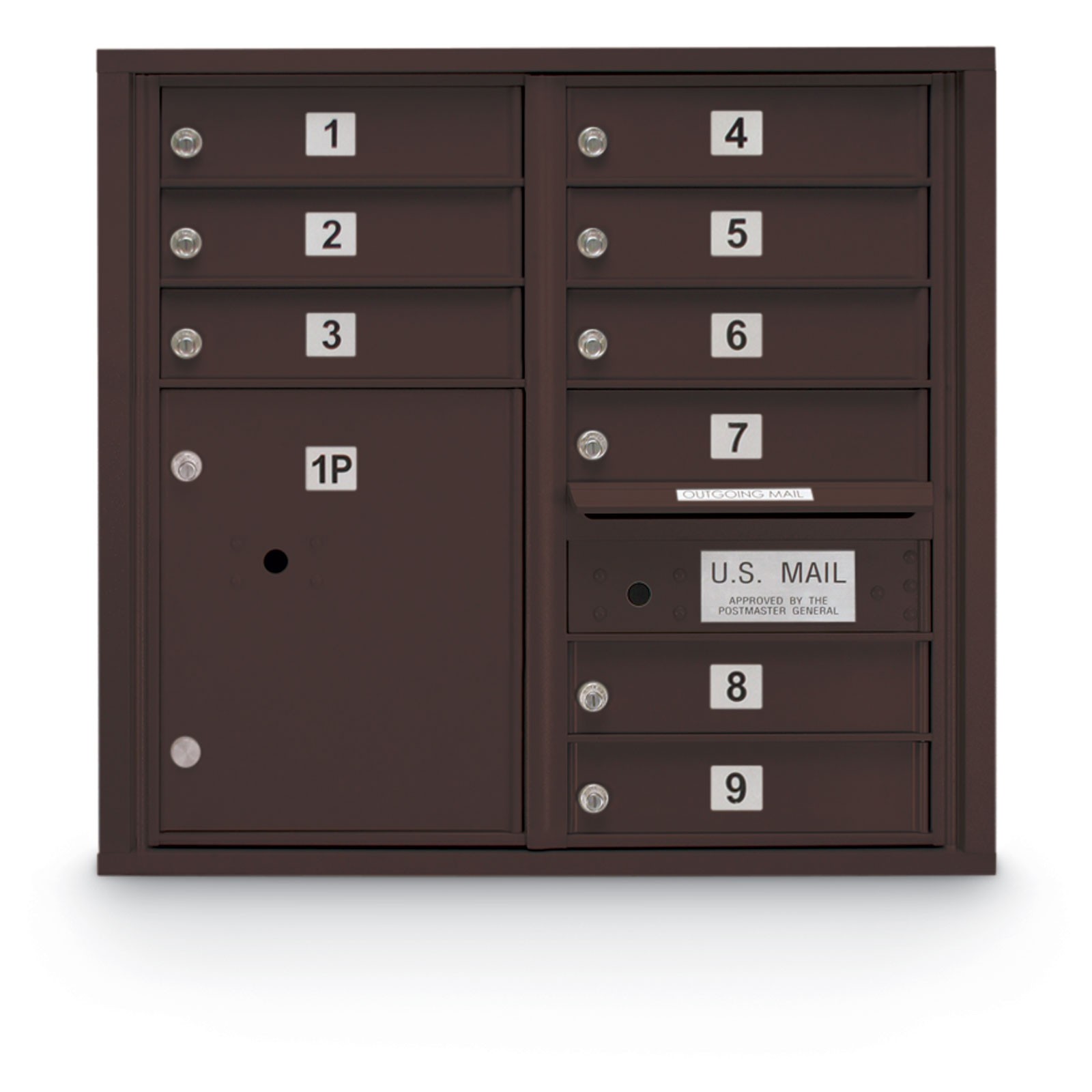9 Door 4C Horizontal Mailbox 1 Parcel Locker