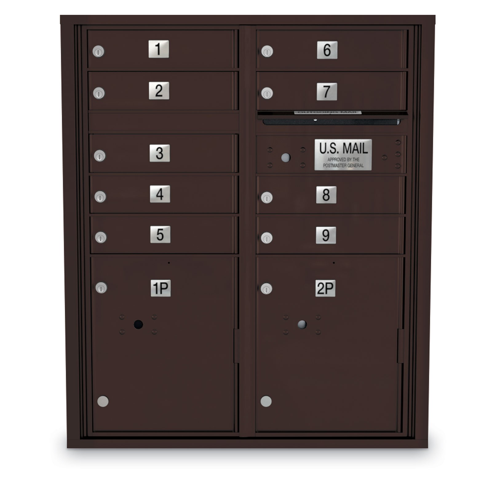 9 Door 4C Horizontal Mailbox 2 Parcel Lockers