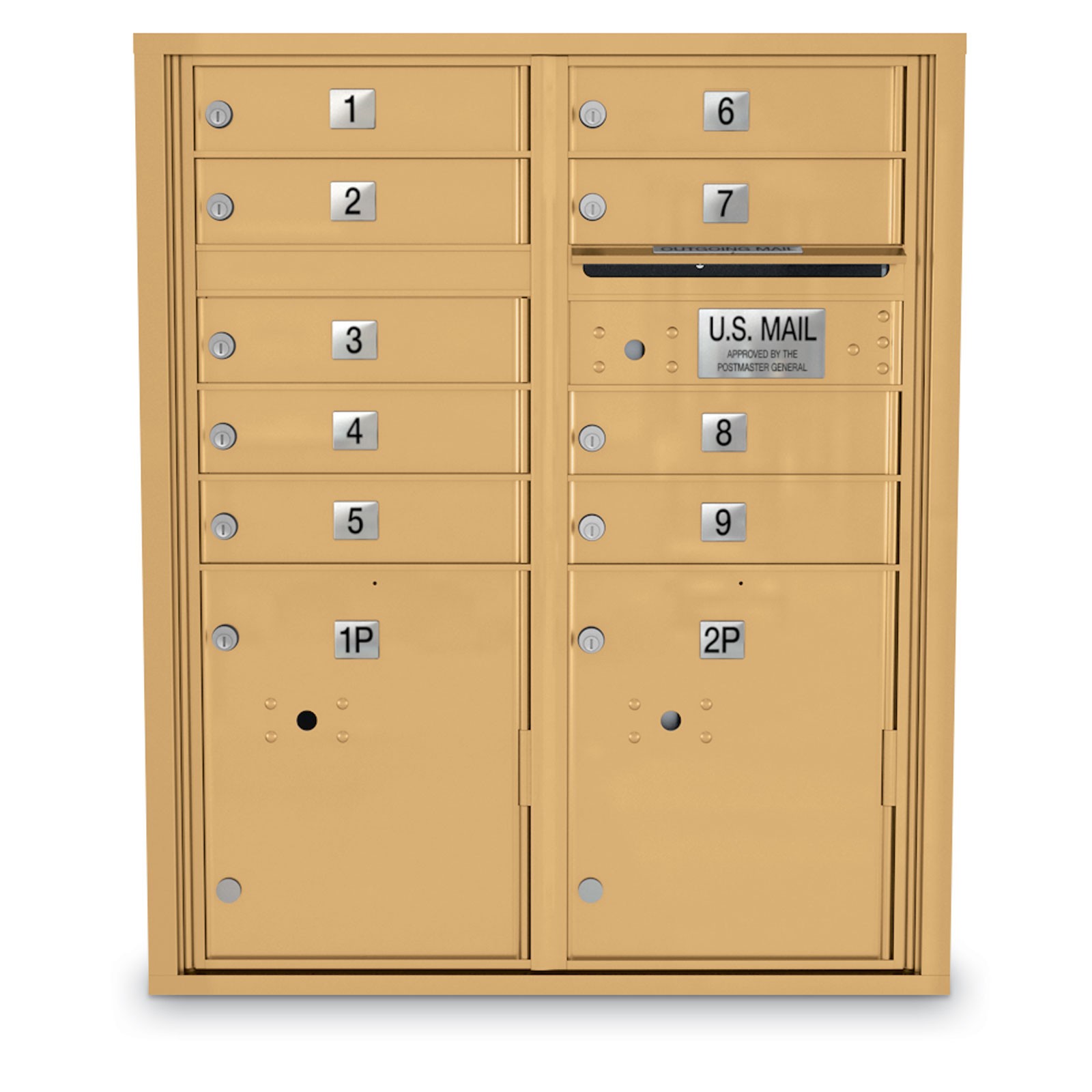 9 Door 4C Horizontal Mailbox 2 Parcel Lockers