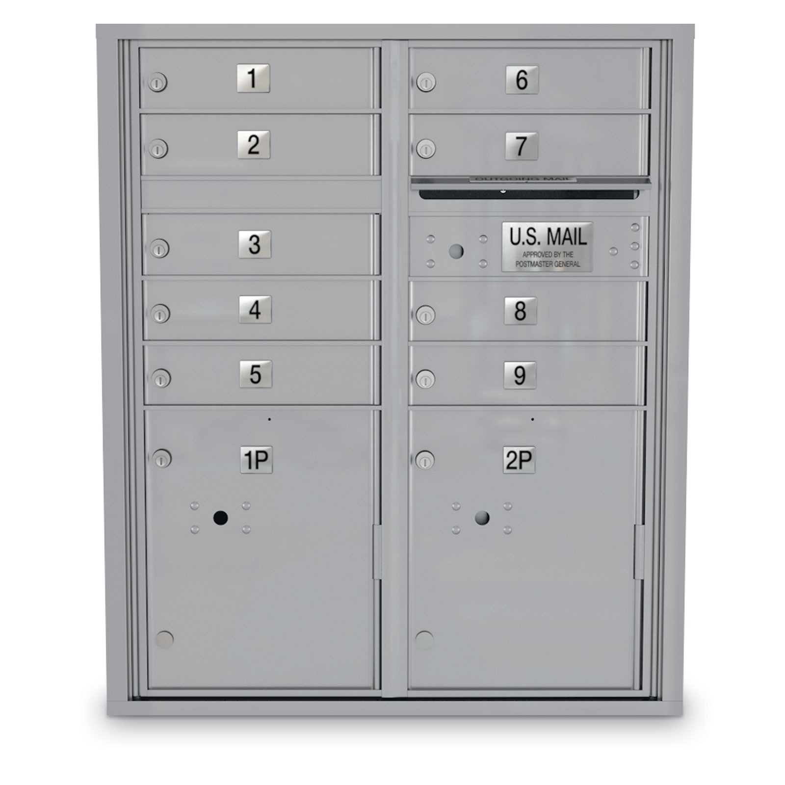 9 Door 4C Horizontal Mailbox 2 Parcel Lockers
