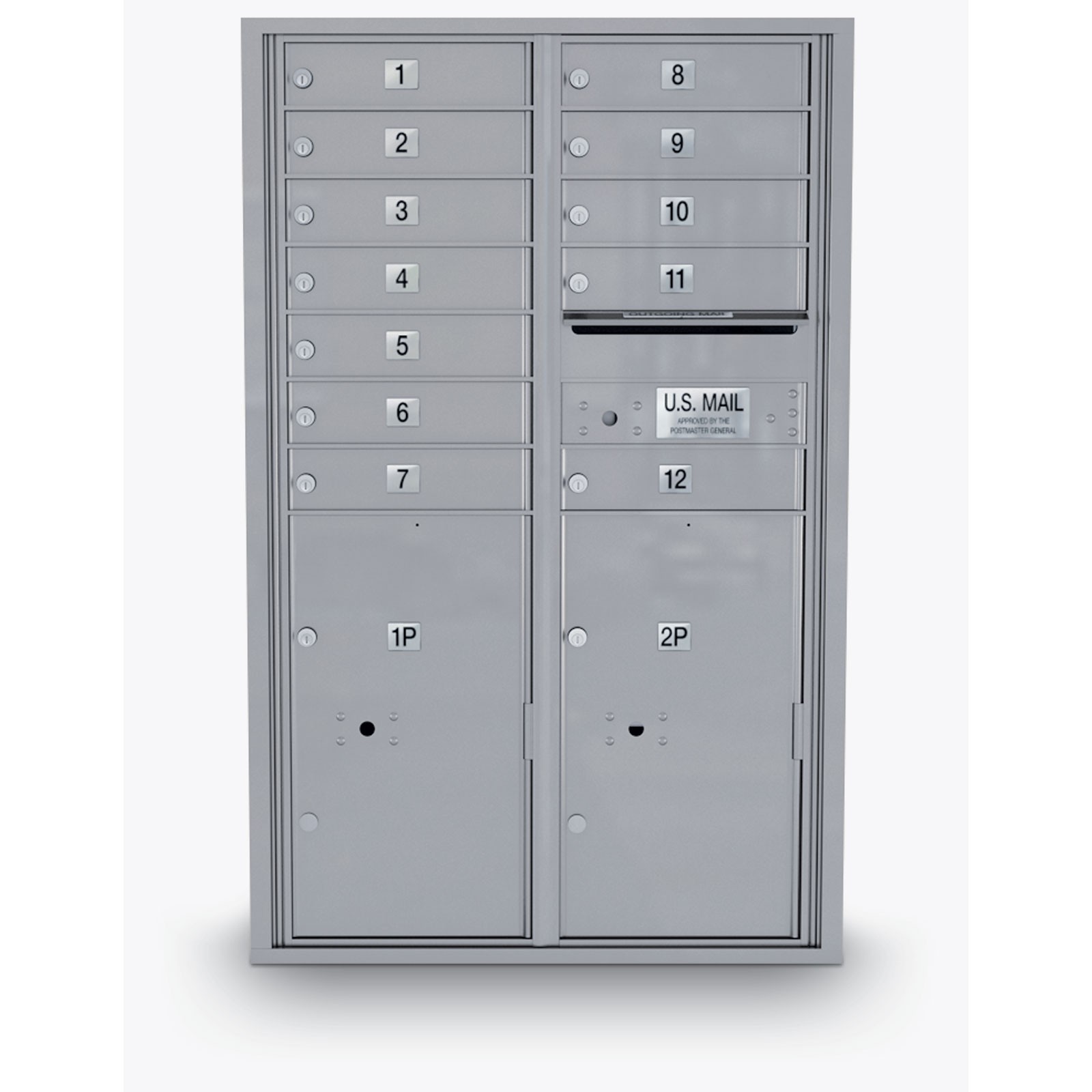 12 Door 4C Horizontal Mailbox 2 Parcel Lockers