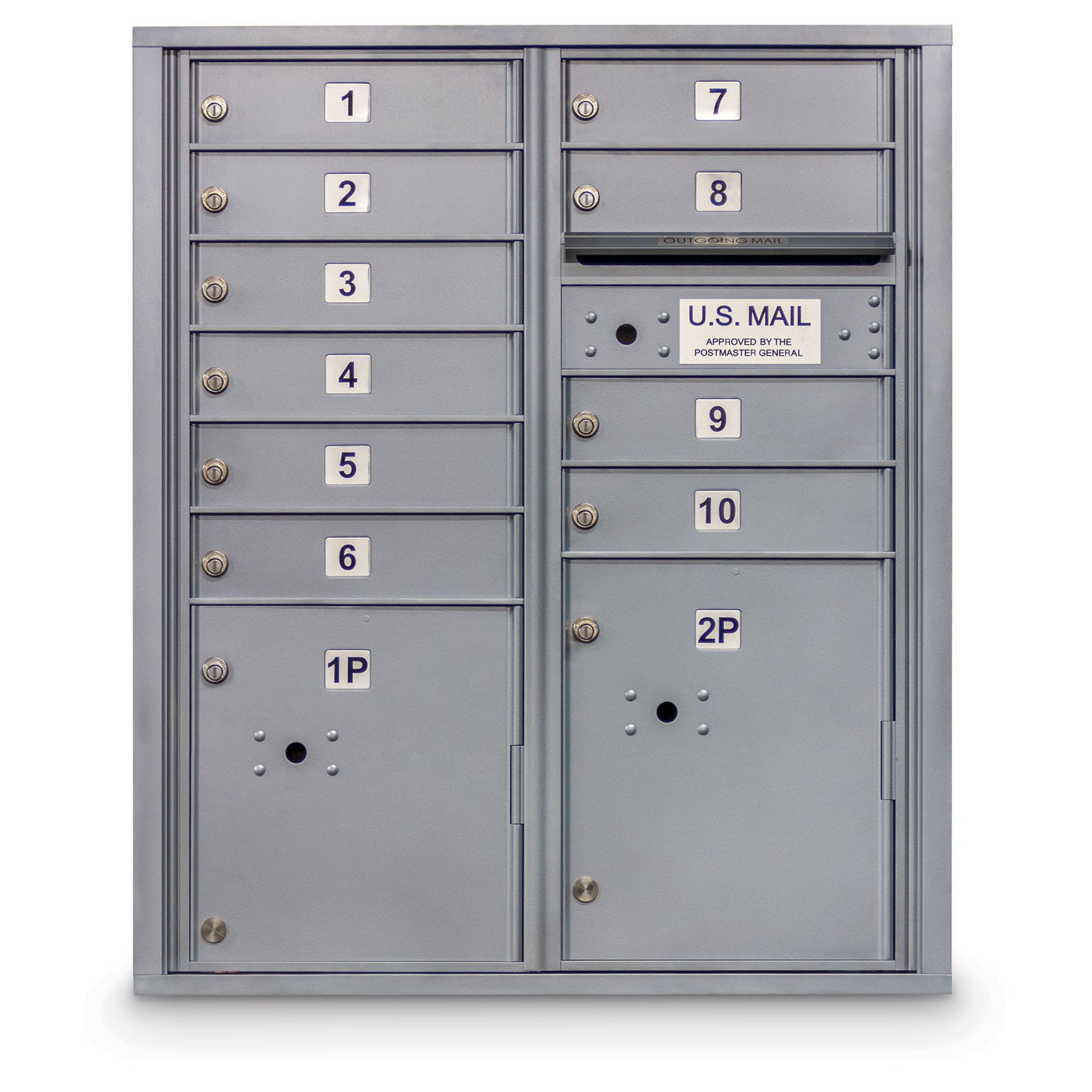 10 Door 4C Horizontal Mailbox 2 Parcel Lockers ADA Compliant