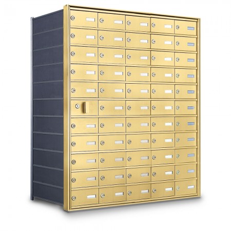 54 Door Private Use Front Loading Horizontal Mailbox - Gold