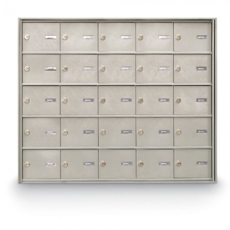 25 Door Rear Loading 4B+ Horizontal Mailbox - Silver