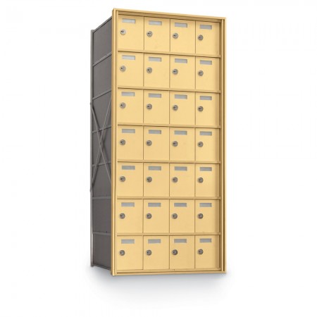 28 Door Private Use Rear Loading Horizontal Mailbox - Gold