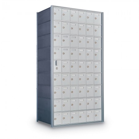 53 Door Private Use Front Loading Horizontal Mailbox - Silver