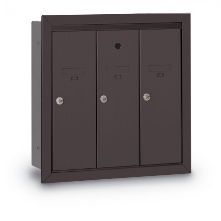 3 Door Recessed Vertical Mailbox - Bronze