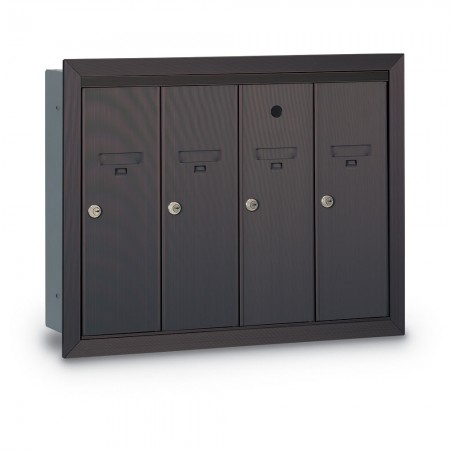 4 Door Recessed Vertical Mailbox - Bronze