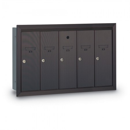 5 Door Recessed Vertical Mailbox - Bronze