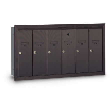 6 Door Recessed Vertical Mailbox - Bronze