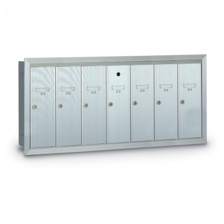 7 Door Recessed Vertical Mailbox - Silver