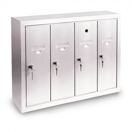 4 Door Surface Mount Vertical Mailbox - Silver