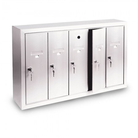 5 Door Surface Mount Vertical Mailbox - Silver