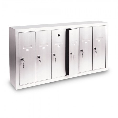 6 Door Surface Mount Vertical Mailbox - Silver