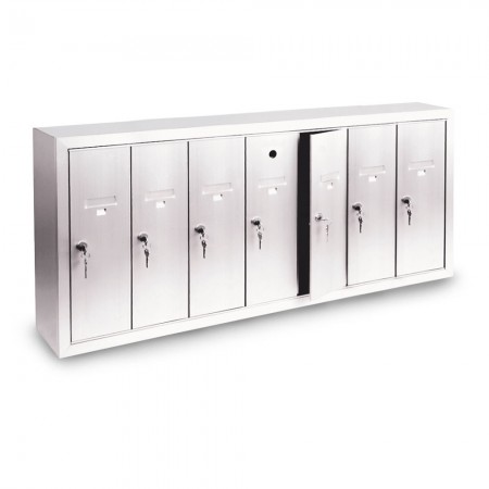 7 Door Surface Mount Vertical Mailbox - Silver