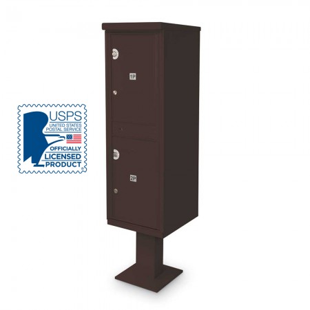 2 Parcel Locker F-spec Cluster Box Unit with Pedestal, Bronze