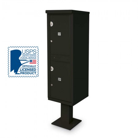 2 Parcel Locker F-spec Cluster Box Unit with Pedestal, Black