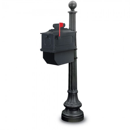 Augusta 1812 Residential Mailbox & Post - Black