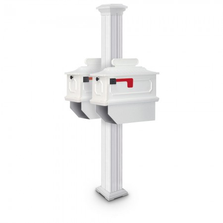 Dixon Estate Series Double Residential Mailboxes & Post - White