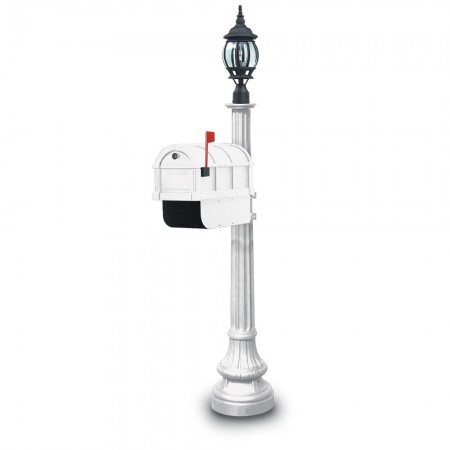 Illuminated Nevern 1092 Residential Mailbox & Post - White