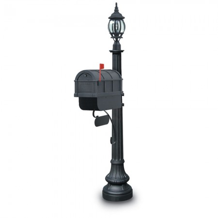 Illuminated Aldebury 1092 Residential Mailbox & Post - Black