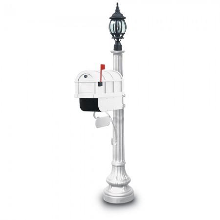 Illuminated Aldebury 1092 Residential Mailbox & Post - White