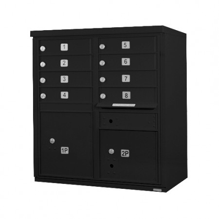 8 Door F-Spec Cluster Box Unit, Black - NO PEDESTAL