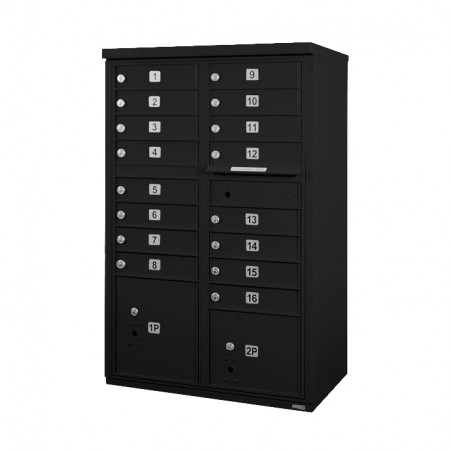 16 Door F-Spec Cluster Box Unit, Black - NO PEDESTAL