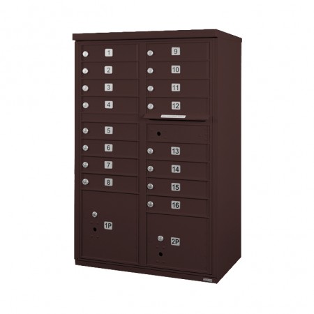 16 Door F-Spec Cluster Box Unit, Bronze - NO PEDESTAL