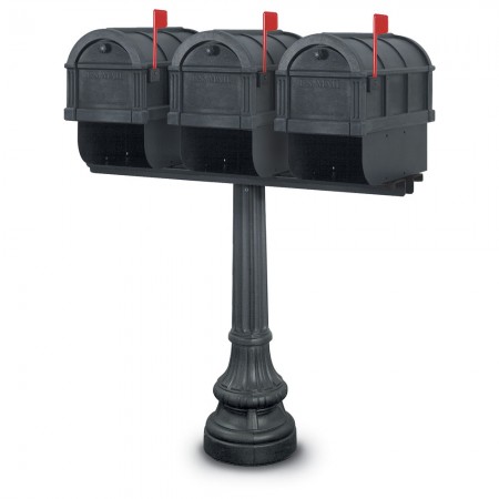 Glastonbury 1092 Triple Residential Mailboxes & Post - Black