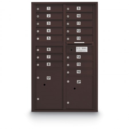 16 Door 4C Horizontal Mailbox - 2 Parcel Lockers