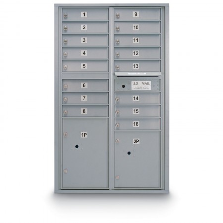 16 Door 4C Horizontal Mailbox - 2 Parcel Lockers