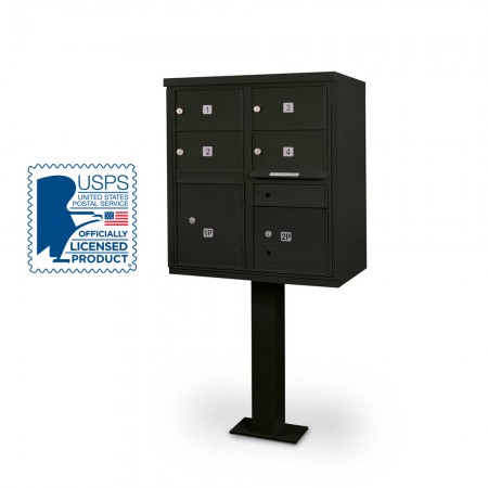 4 Door F-spec Large Capacity Cluster Box Unit with Pedestal, Black