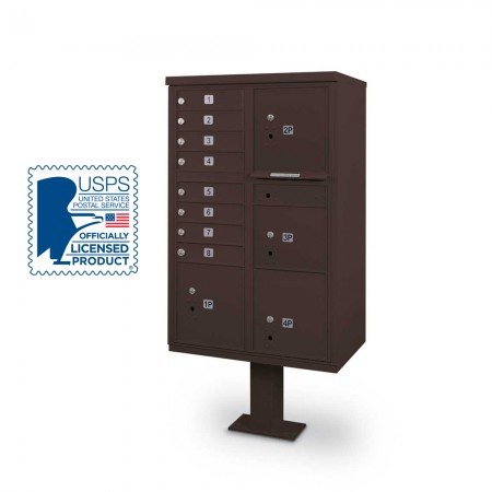 8 Door F-spec Large Capacity Cluster Box Unit with Pedestal, Bronze