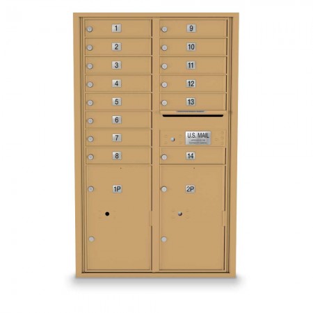 14 Door, 2 Parcel Locker 4C Horizontal Mailbox