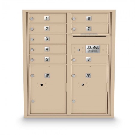 8 Door, 2 Parcel Locker 4C Horizontal Mailbox