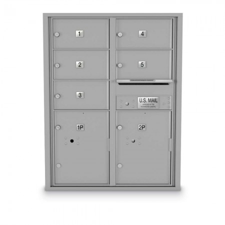 5 Door, 2 Parcel Locker 4C Horizontal Mailbox