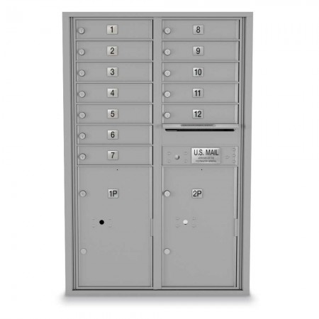 12 Door, 2 Parcel Locker 4C Horizontal Mailbox