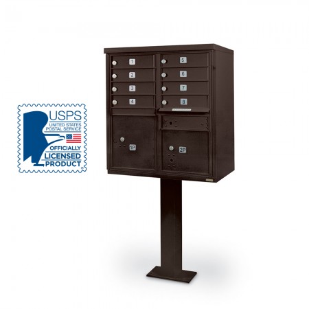 8 Door F-Spec Cluster Box Unit with Pedestal, Bronze