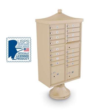 Decorative 16-Door CBU including Short Pedestal, Cap, and Regal Finial