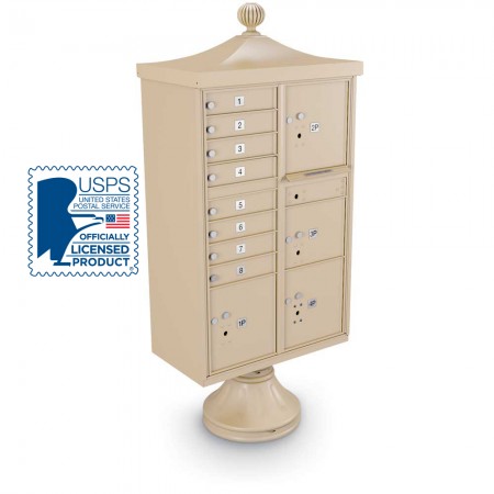 Decorative Large-Capacity 8-Door CBU including Short Pedestal, Cap, and Ornamental Finial