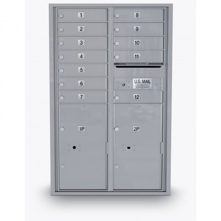 12 Door 4C Horizontal Mailbox - 2 Parcel Lockers