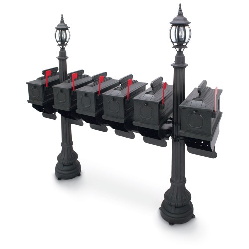 Illuminated Morganton 1812 Six Residential Mailboxes & Post