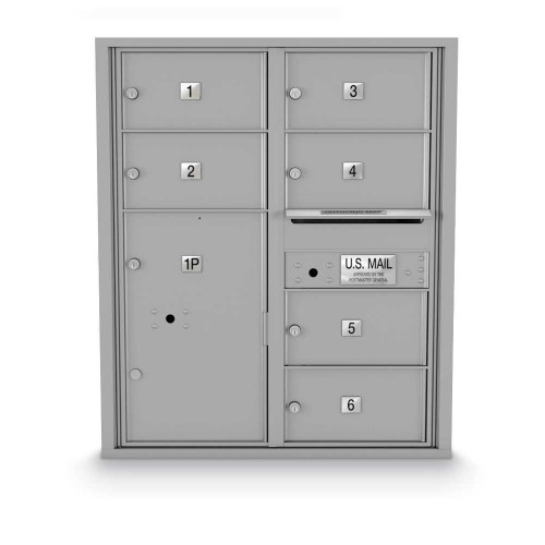 6 Door, 1 Parcel Locker 4C Horizontal Mailbox
