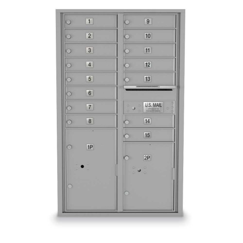 15 Door, 2 Parcel Locker 4C Horizontal Mailbox