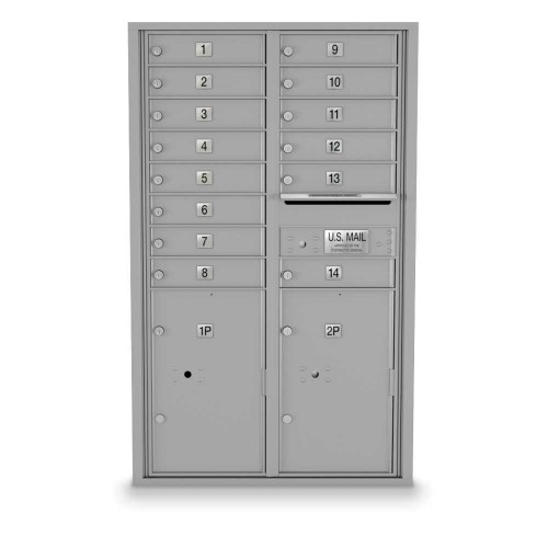14 Door, 2 Parcel Locker 4C Horizontal Mailbox