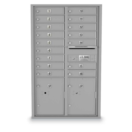 16 Door, 2 Parcel Locker 4C Horizontal Mailbox