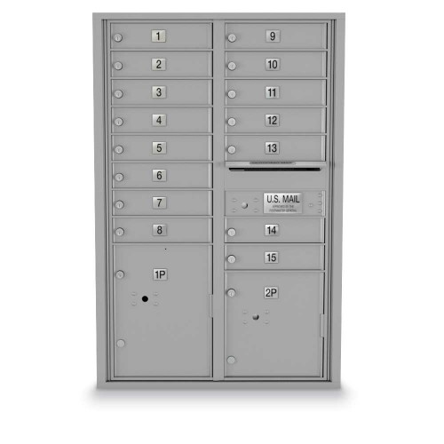 15 Door, 2 Parcel Locker 4C Horizontal Mailbox